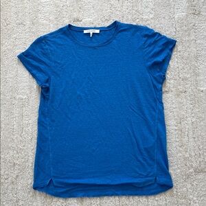 Frame Organic Linen Vibrant Blue Short Sleeve Tee Shirt